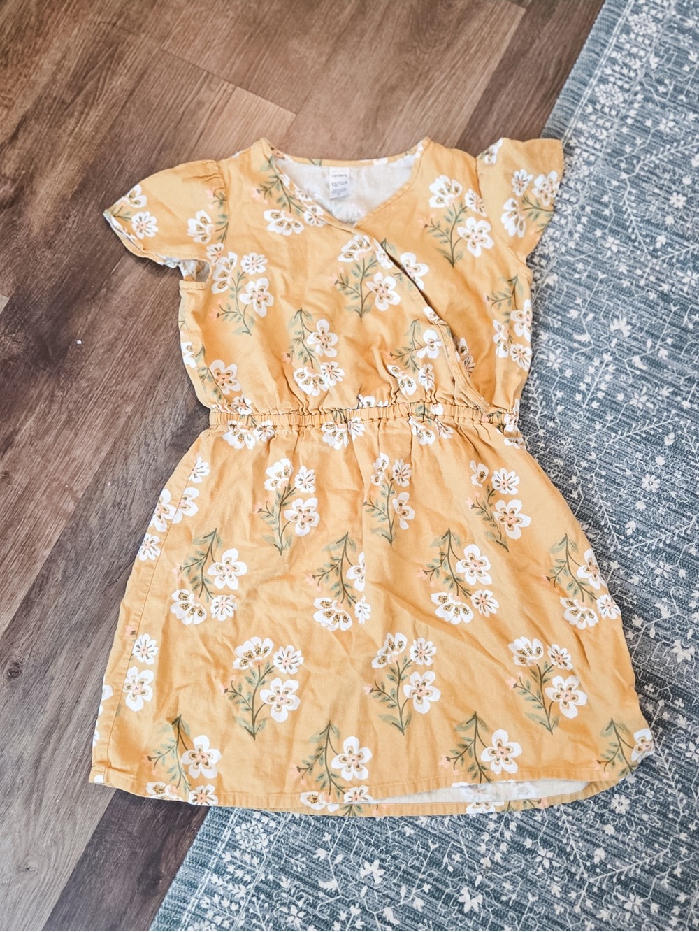 Girls' Yellow Floral Wrap Dress
